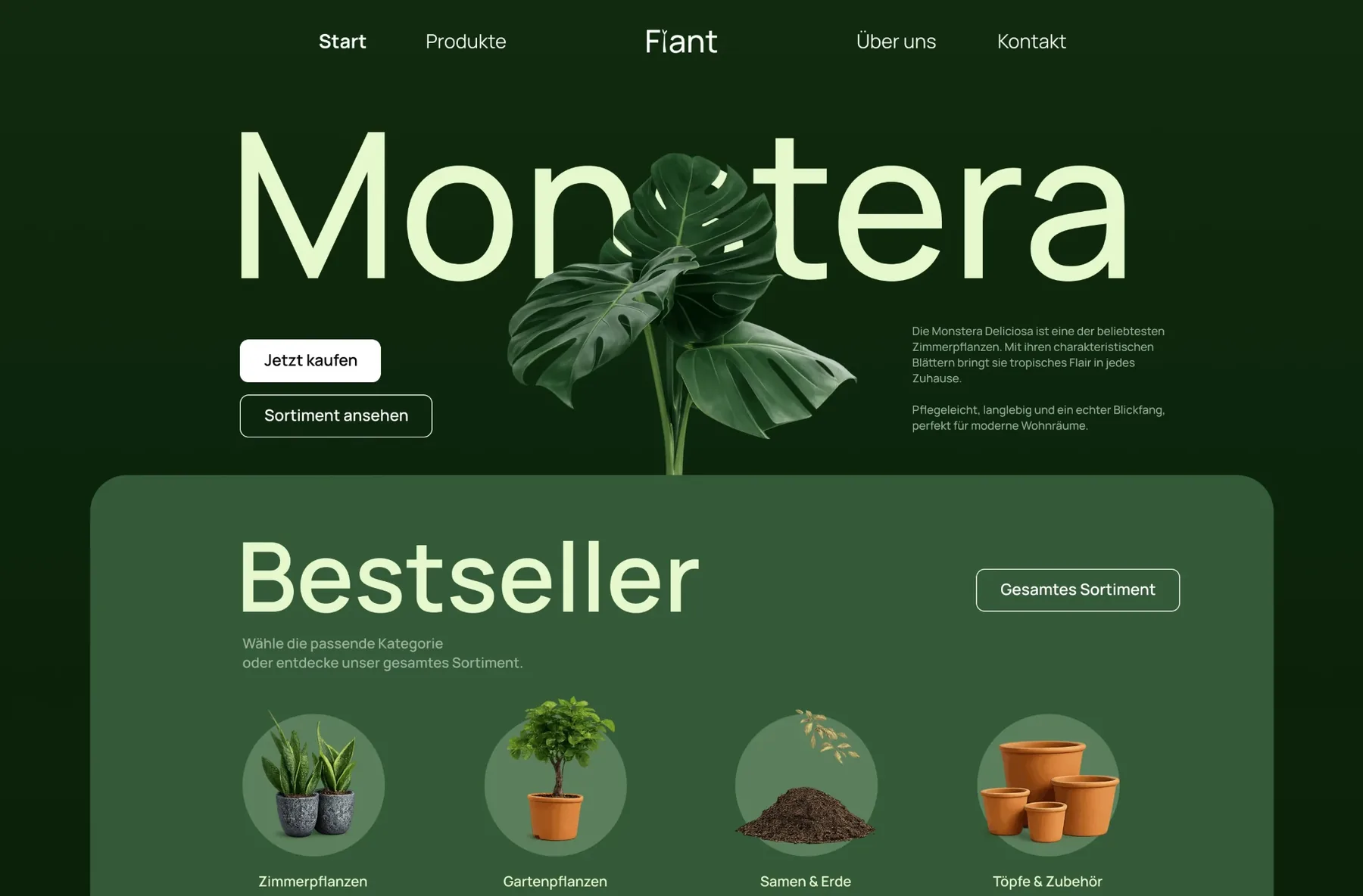 Konzept-Website Flant: Pflanzen