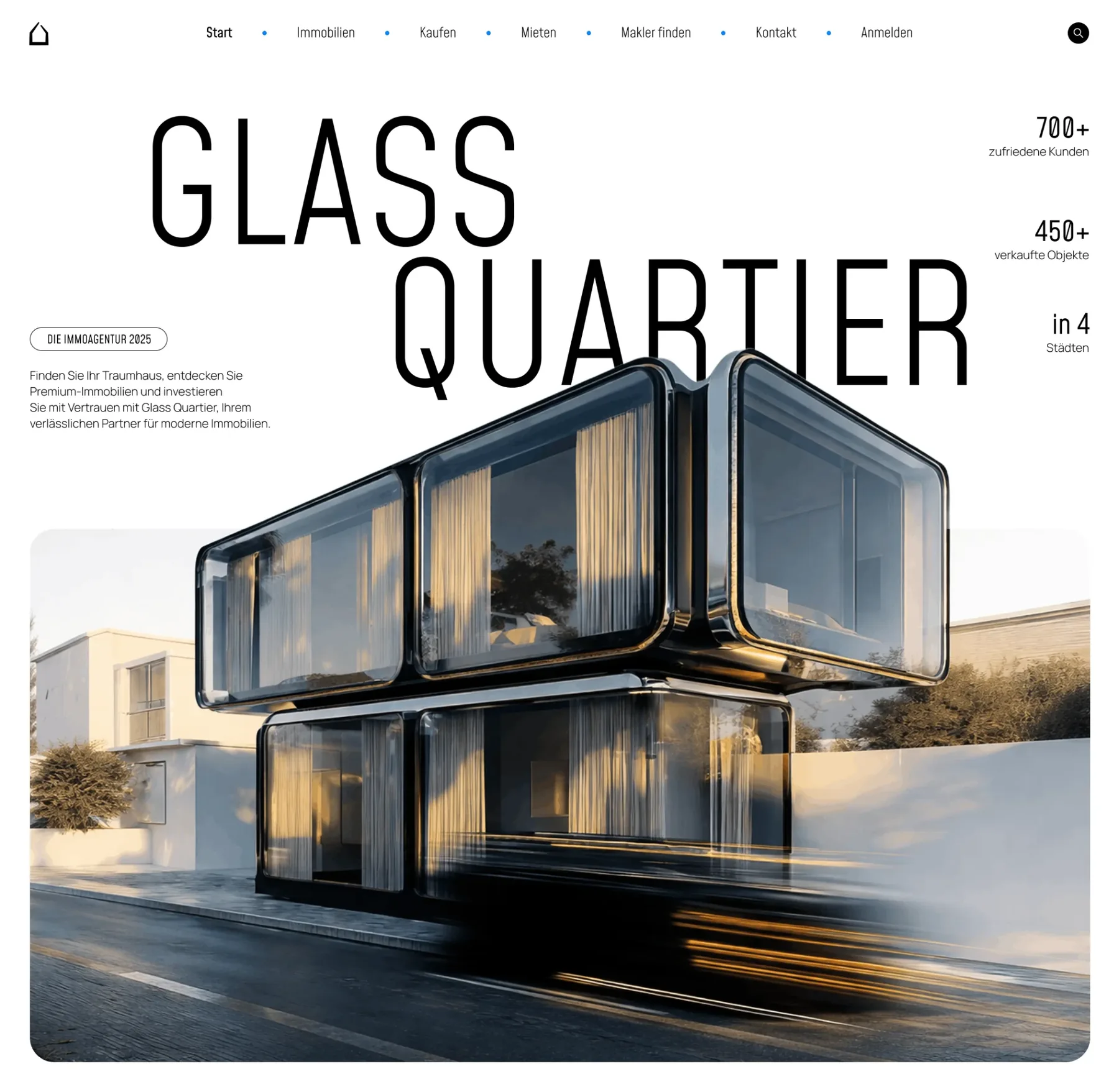 Konzept-Website Glass Quartier: Immobilienagentur
