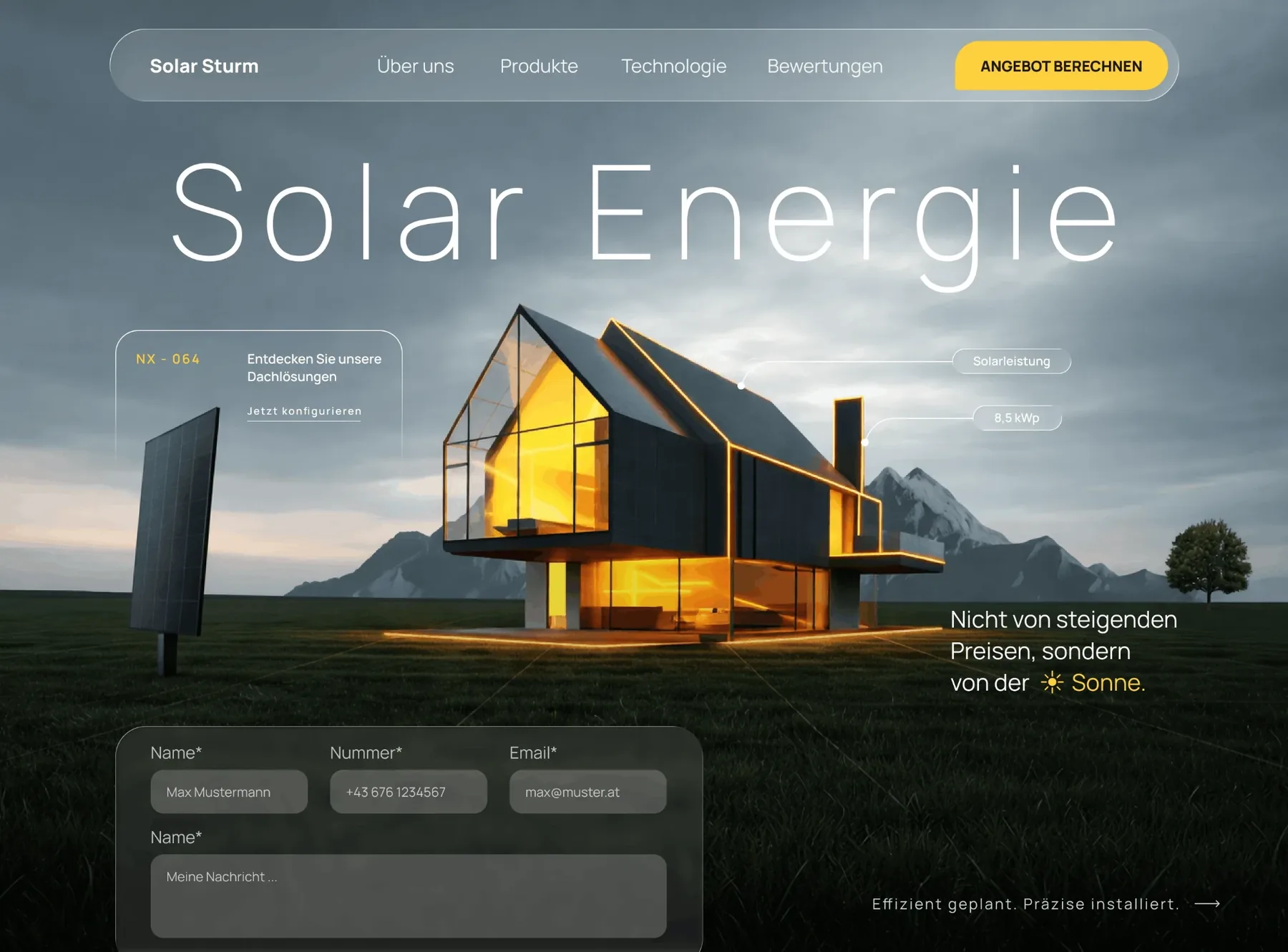 Konzept-Website Solar Sturm: Solar